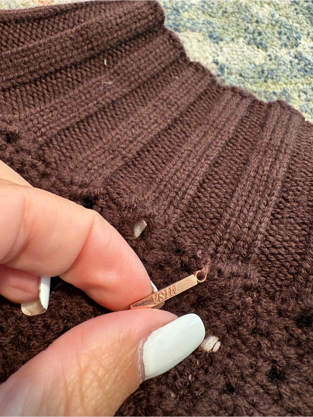 Misa Los Angeles Classic BROWN Cable Knit Oona Sweater XS - Picture 9 of 9